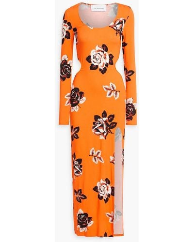 Les Rêveries Cutout Floral-print Jersey Maxi Dress - Orange