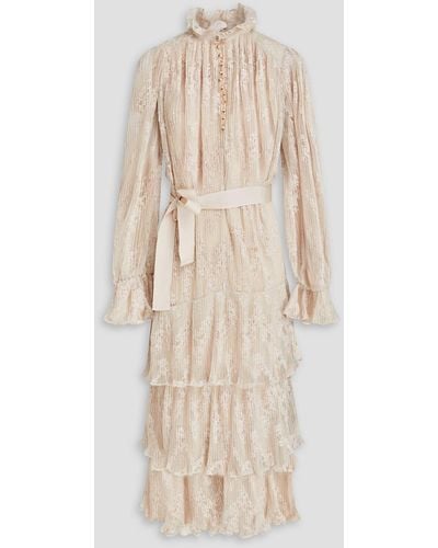 Zimmermann Bead-embellished Corded Lace Midi Dress - Natural