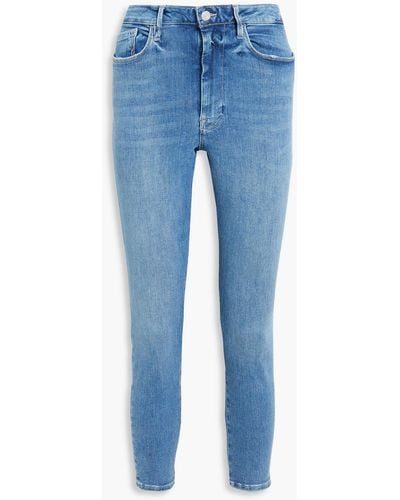 FRAME Le Skinny Crop Cropped Low-rise Skinny Jeans - Blue