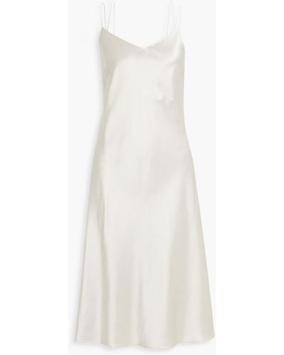 Luisa Cerano Satin Midi Slip Dress - White