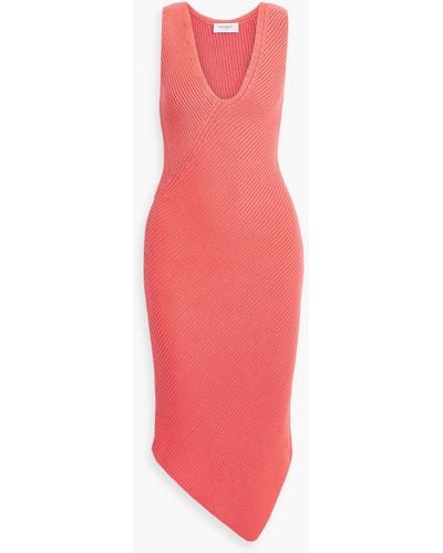 Equipment Lucasse Asymmetric Ribbed Cotton-blend Midi Dress - Pink