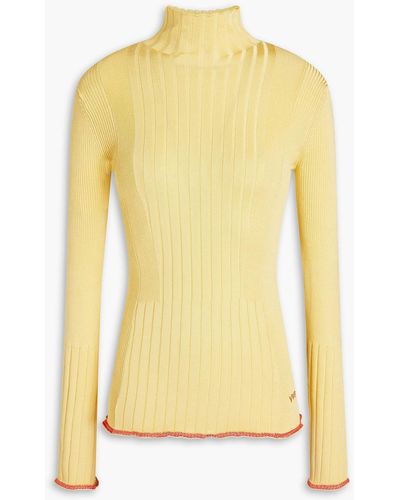Victoria Beckham Ribbed-knit Turtleneck Sweater - Yellow