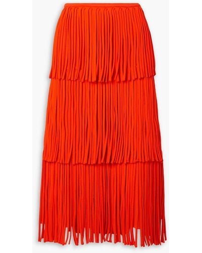 Proenza Schouler Tiered Fringed Knitted Maxi Skirt
