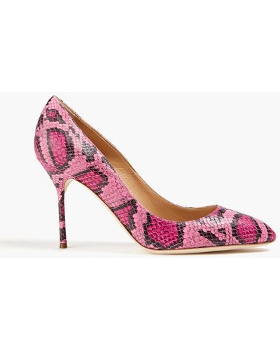 Sergio Rossi Chichi Snake-effect Leather Pumps - Pink