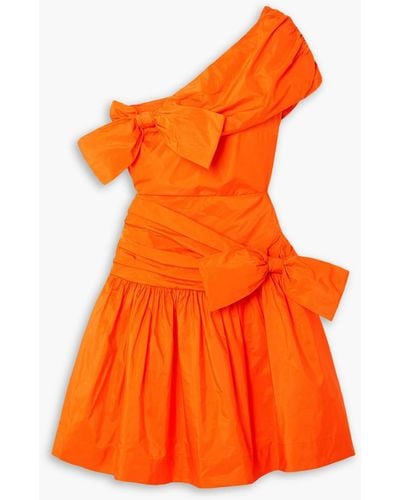 Molly Goddard Meredith One-shoulder Bow-detailed Taffeta Mini Dress - Orange