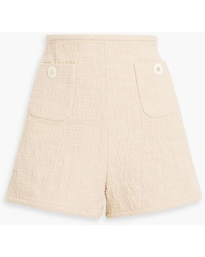 Sandro Embellished Cotton-blend Tweed Shorts - Natural