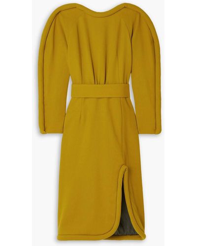 Dries Van Noten Doyal Pleated Wool Midi Dress - Yellow