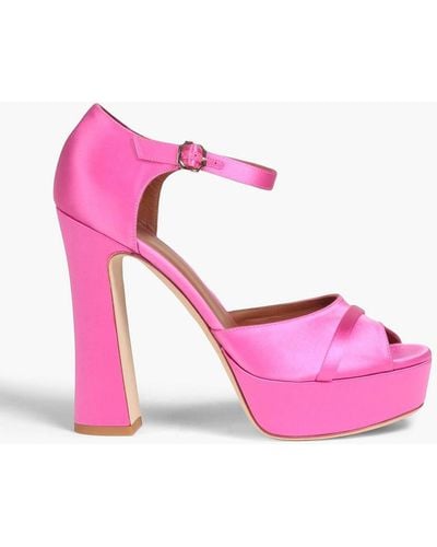 Malone Souliers Yuri Satin Platform Sandals - Pink