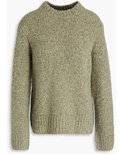 Vince Bouclé-knit Merino Wool, Silk And Cashmere-blend Sweater - Green