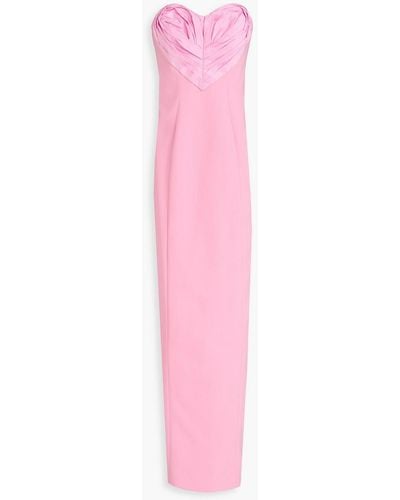 Carolina Herrera Strapless Pleated Crepe Gown - Pink