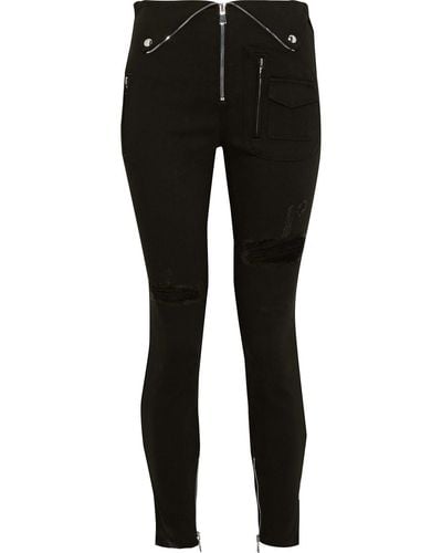 RTA Distressed Zip-detailed Mid-rise Skinny Jeans - Black