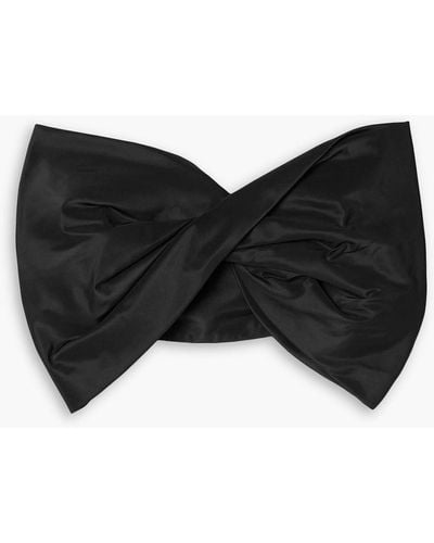 Jason Wu Cropped Bow-detailed Cotton-blend Faille Top - Black