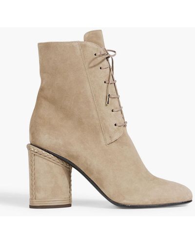 Ferragamo Chana Lace-up Suede Ankle Boots - Natural