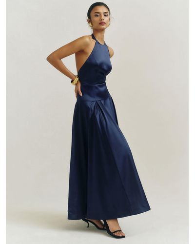 Reformation Lilyann Satin Dress - Blue