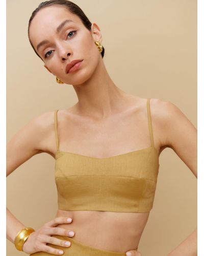 Reformation Amery Linen Cropped Top - Natural