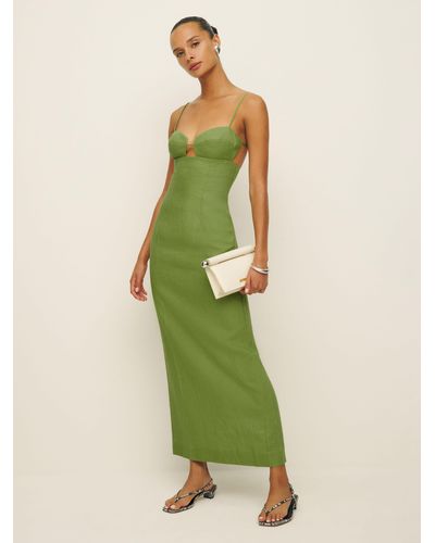 Reformation Malibu Linen Dress - Green