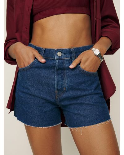 Reformation Charlene High Rise Jean Shorts - Red