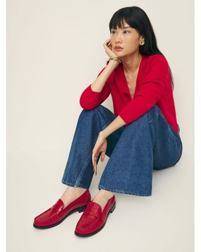 Reformation Ani Ruched Loafer - Red