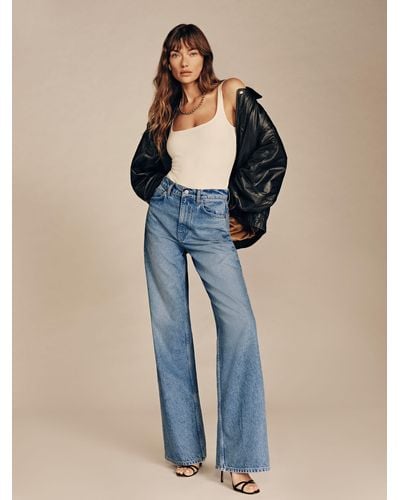 Reformation Cary High Rise Slouchy Wide Leg Jeans - Blue