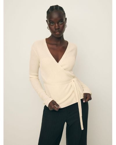 Reformation Blaire Ribbed Wrap Cardigan - Natural