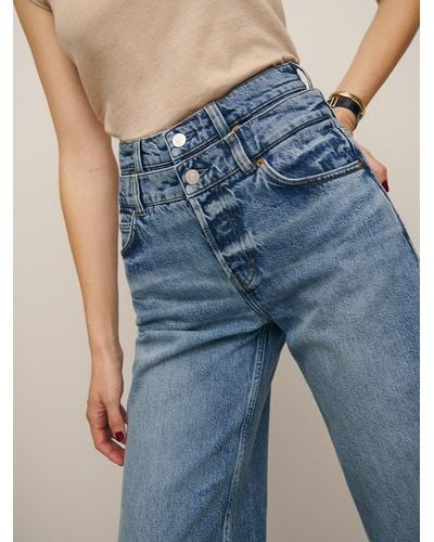 Reformation Cary Double Waistband High Rise Slouchy Wide Leg Jeans - Blue