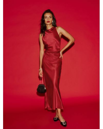 Reformation Petites Casette Silk Dress - Red