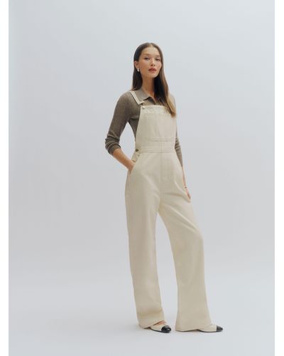 Reformation River Relaxed Denim Overalls - White