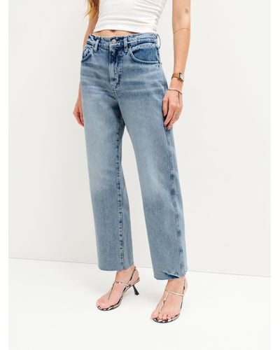 Reformation Val 90S Mid Rise Straight Cropped Jeans - Blue