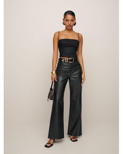 Reformation Petites Veda Kennedy Wide Leg Leather Pant - Black