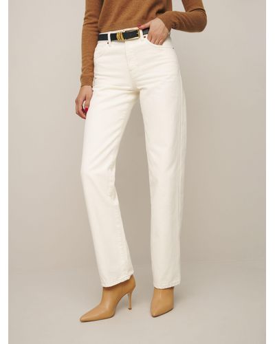 Reformation Rowe Mid Rise Relaxed Straight Jeans - Natural