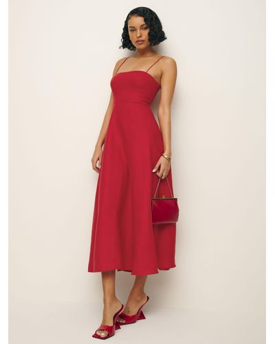 Reformation Monette Linen Dress - Red