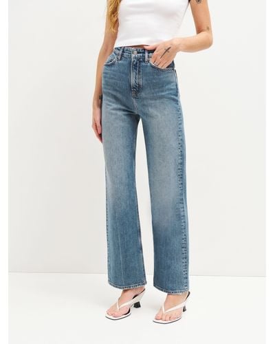 Reformation Wilder Stretch High Rise Wide Leg Cropped Jeans - Blue