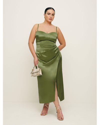 Reformation Marguerite Silk Dress Es - Green