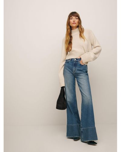 Reformation Penney High Rise Relaxed Flare Jeans - Blue