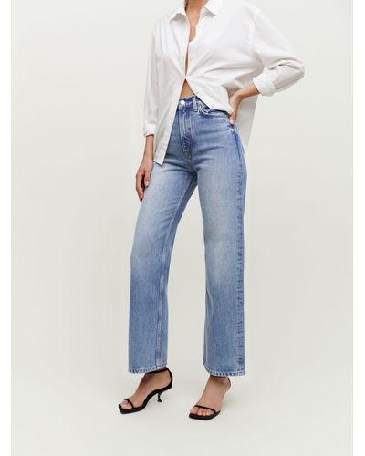 Reformation Wilder High Rise Wide Leg Cropped Jeans - Blue