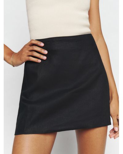 Reformation Veranda Linen Skirt - Black
