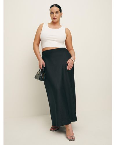 Reformation Layla Linen Skirt Es - Black