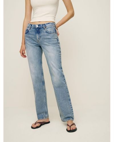 Reformation Abby Low Rise Straight Jeans - Blue