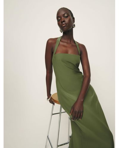 Reformation Alli Silk Dress - Green