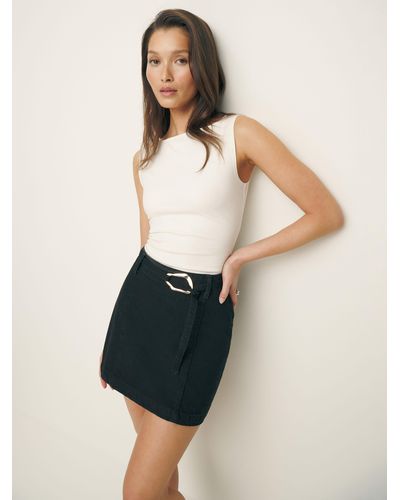 Reformation Tatiana Belted Denim Mini Skirt - Natural