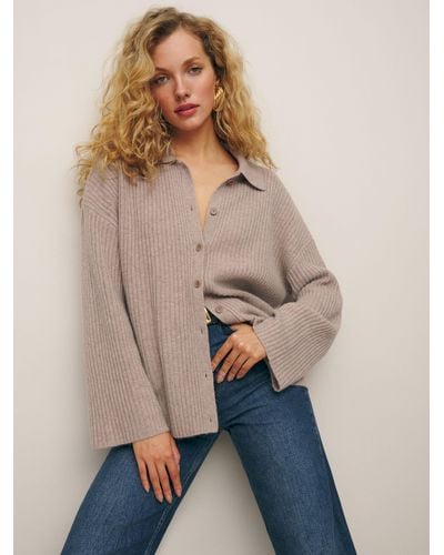 Reformation Fantino Cashmere Collared Cardigan - Natural