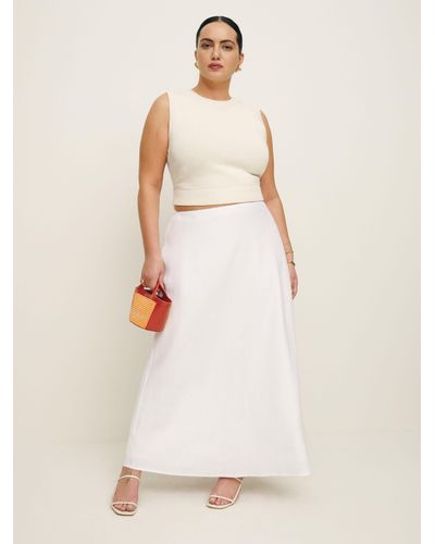 Reformation Layla Linen Skirt Es - White