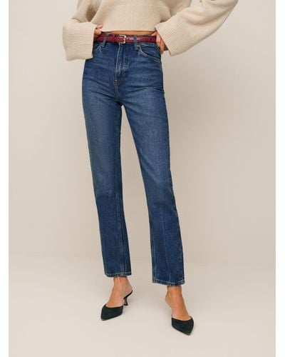Reformation Liza Ultra High Rise Straight Jeans - Blue