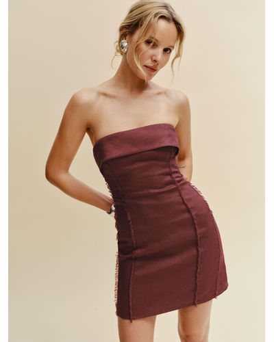 Reformation Zara Linen Dress - Brown