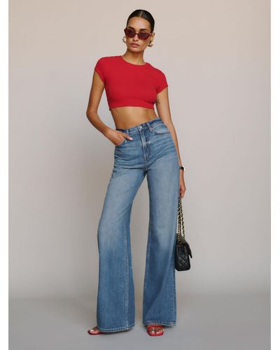 Reformation Cary Lived-In Wide Leg Jeans - Pink
