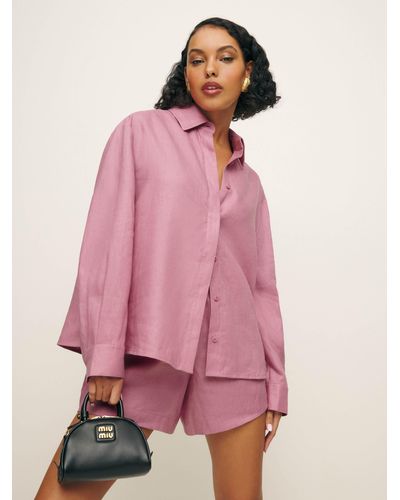 Reformation Andy Oversized Linen Shirt - Pink