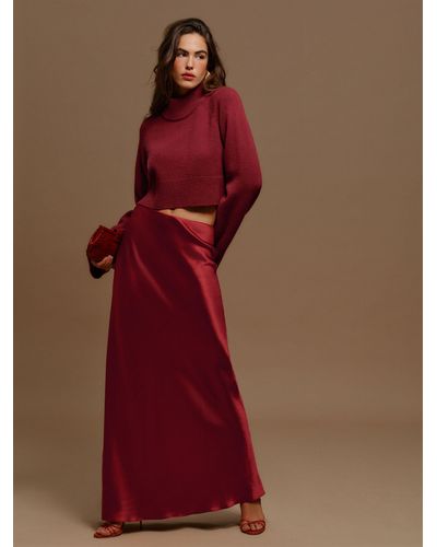Reformation Bella Silk Skirt - Red