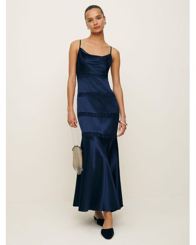 Reformation Riah Silk Dress - Blue