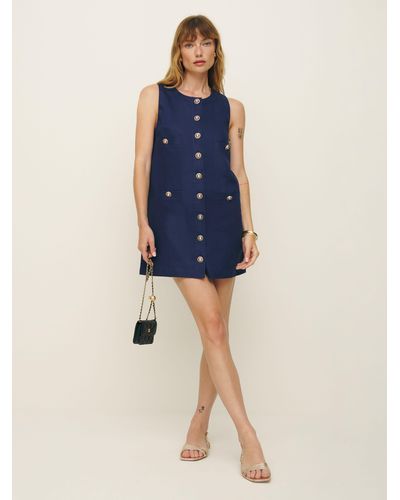 Reformation Tropez Linen Dress - Blue