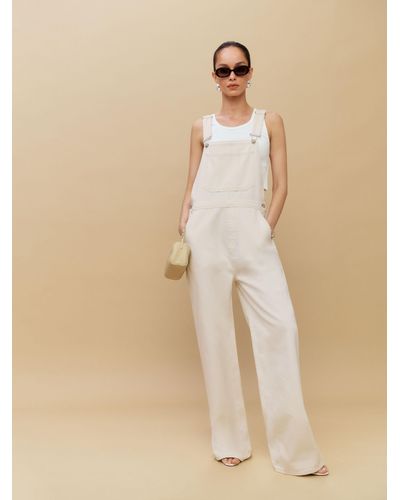 Reformation River Relaxed Denim Overalls - White